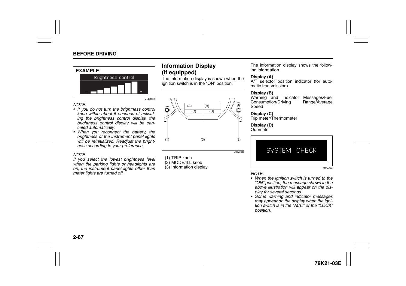 Information display (if equipped) | Suzuki 2010 Grand Vitara User Manual | Page 84 / 337