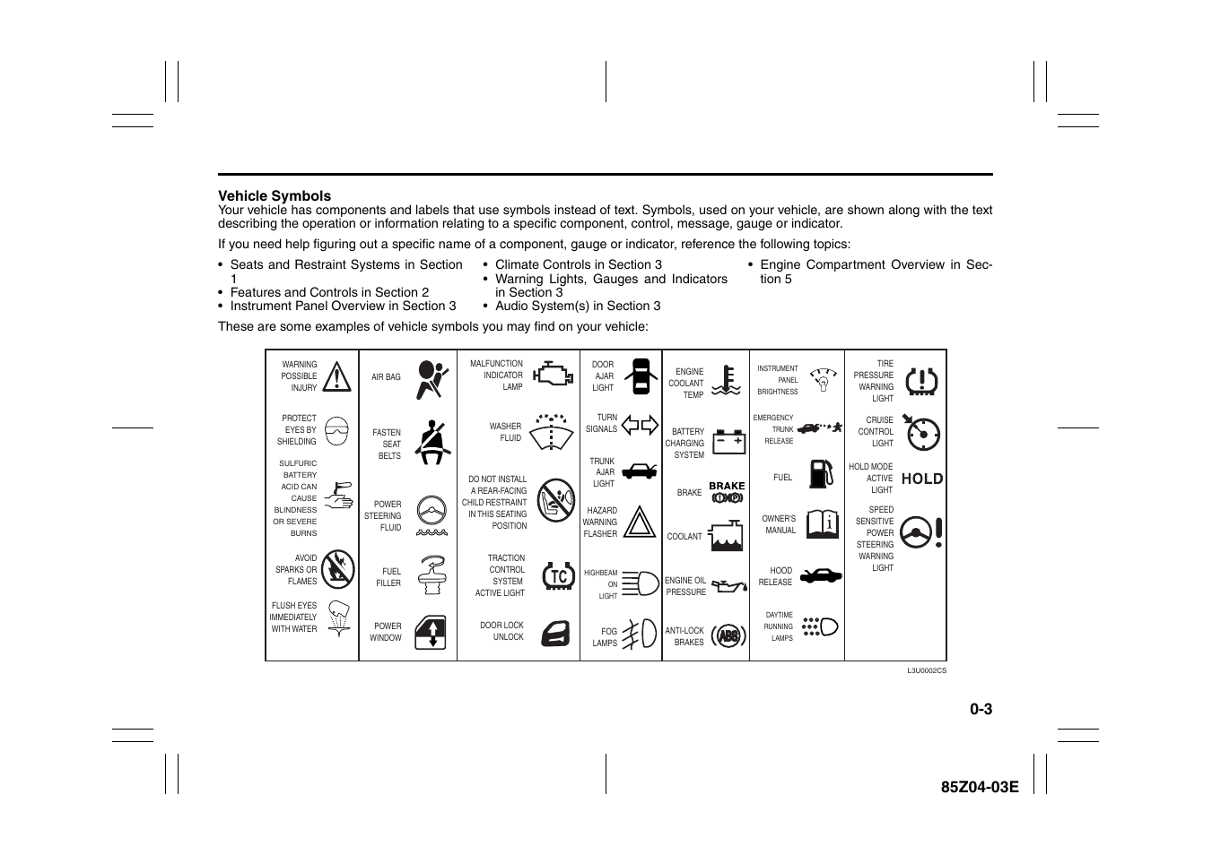 Vehicle symbols | Suzuki Automible 2008 Forenza User Manual | Page 10 / 226