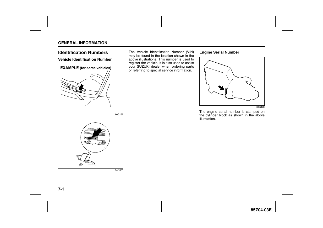 Identification numbers -1 | Suzuki Automible 2008 Forenza User Manual | Page 215 / 226