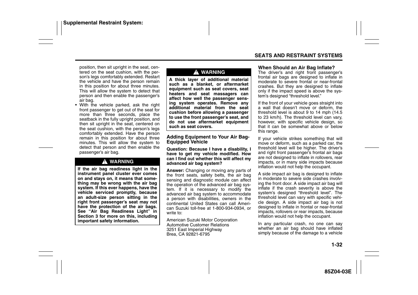 Suzuki Automible 2008 Forenza User Manual | Page 44 / 226