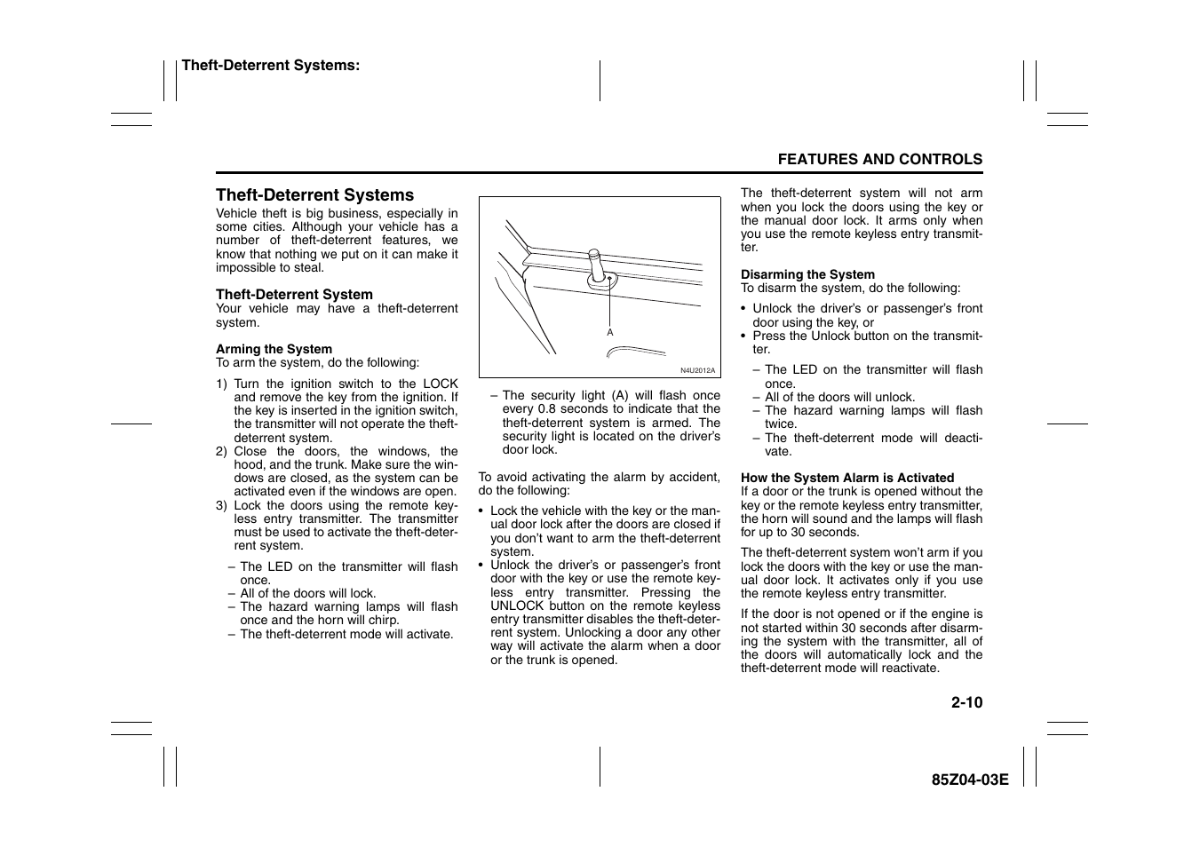 Theft-deterrent systems -10 | Suzuki Automible 2008 Forenza User Manual | Page 58 / 226