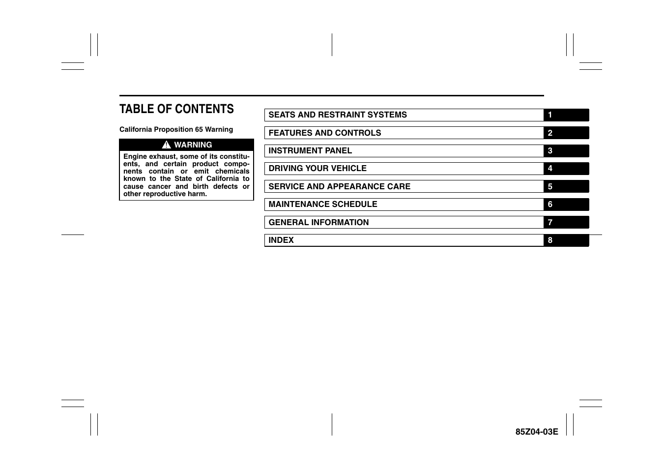 Suzuki Automible 2008 Forenza User Manual | Page 6 / 226
