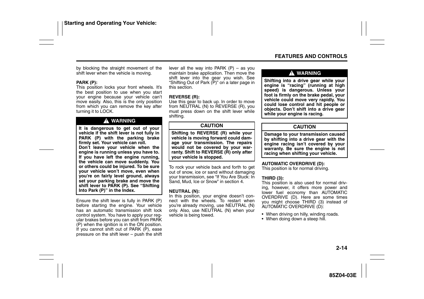Suzuki Automible 2008 Forenza User Manual | Page 62 / 226