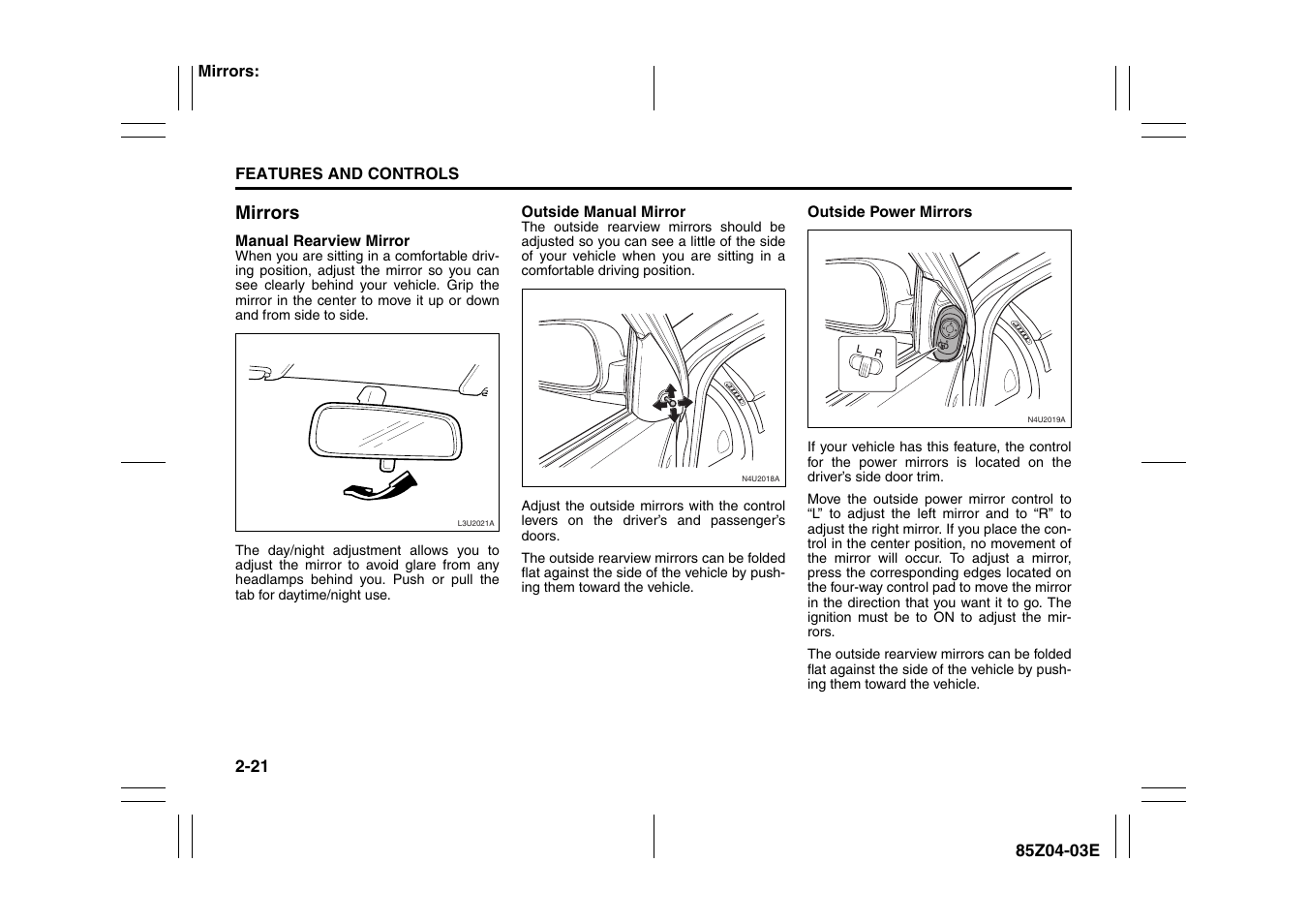 Mirrors -21 | Suzuki Automible 2008 Forenza User Manual | Page 69 / 226
