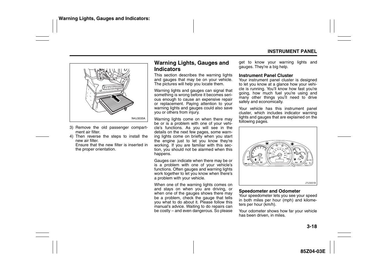 Warning lights, gauges and indicators -18 | Suzuki Automible 2008 Forenza User Manual | Page 94 / 226