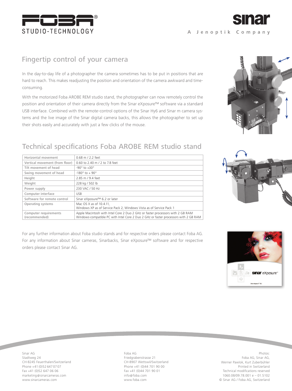 Fingertip control of your camera | Sinar Foba CH-8245 User Manual | Page 2 / 2