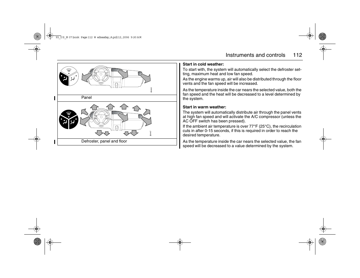 Saab 2007 9-3 User Manual | Page 112 / 304