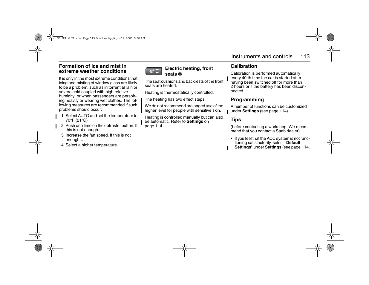 Saab 2007 9-3 User Manual | Page 113 / 304
