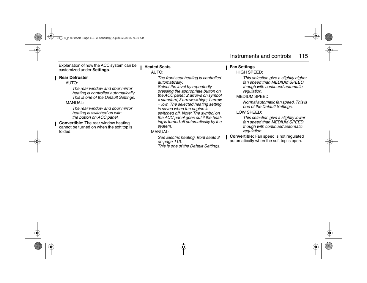 Saab 2007 9-3 User Manual | Page 115 / 304
