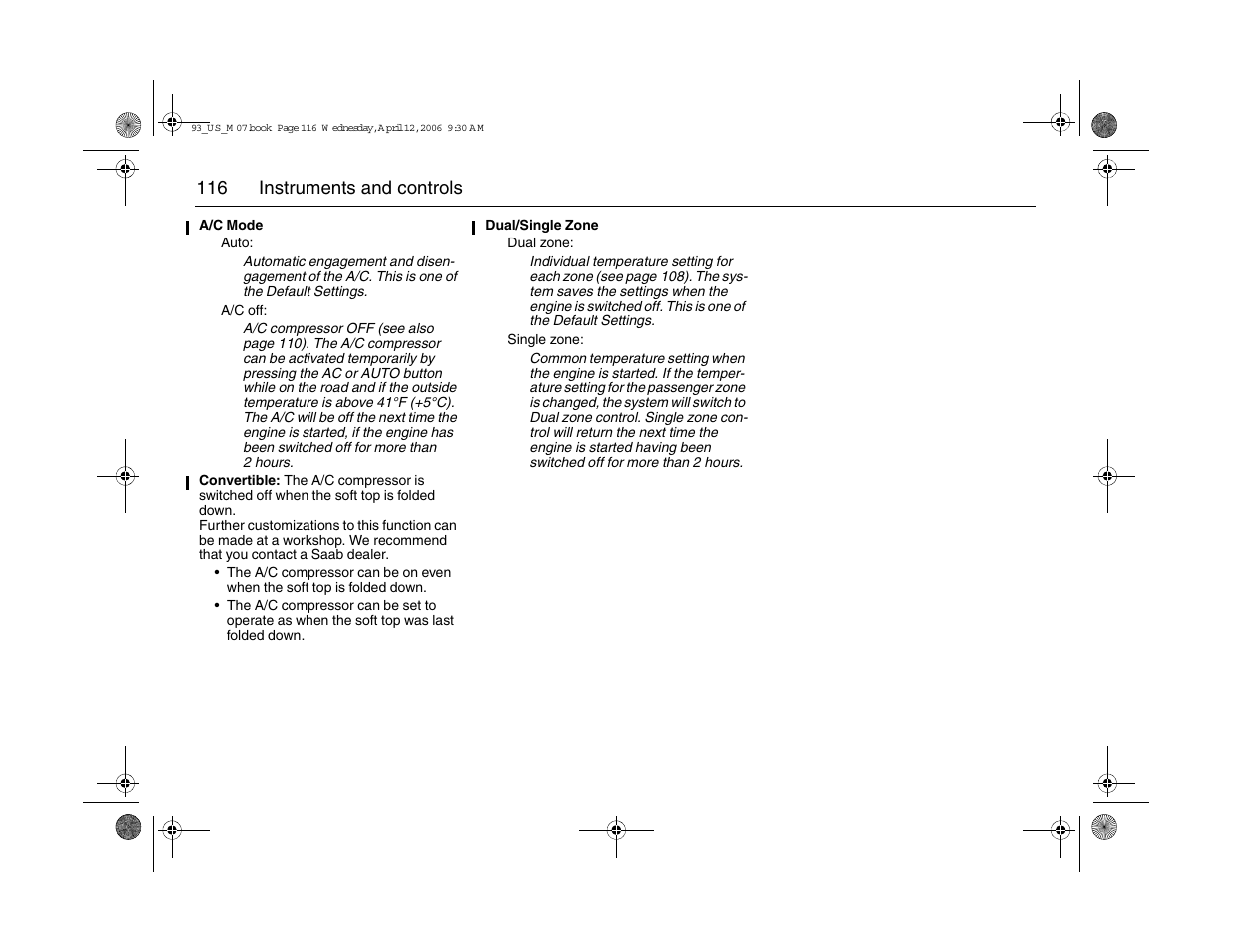 Saab 2007 9-3 User Manual | Page 116 / 304
