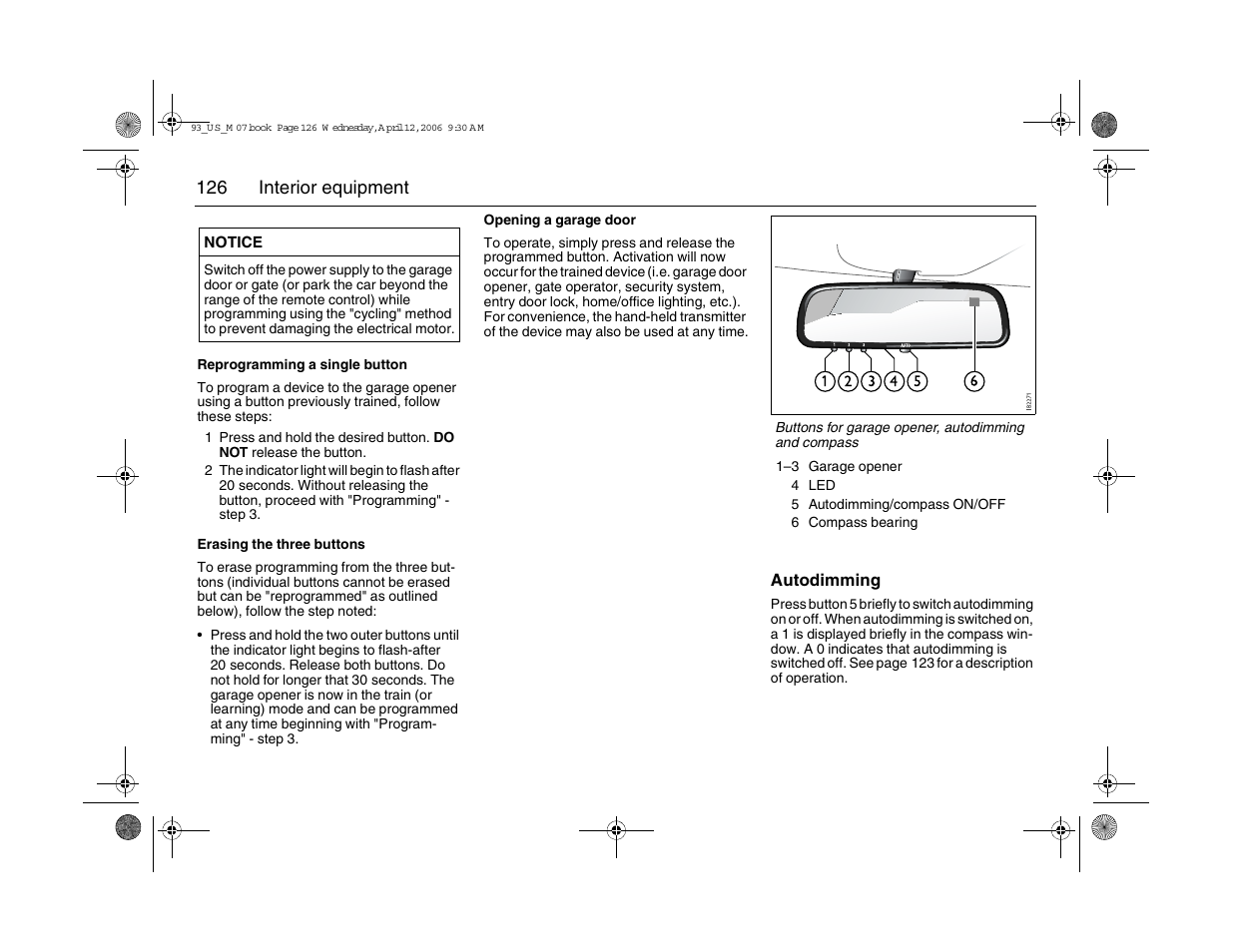 126 interior equipment | Saab 2007 9-3 User Manual | Page 126 / 304