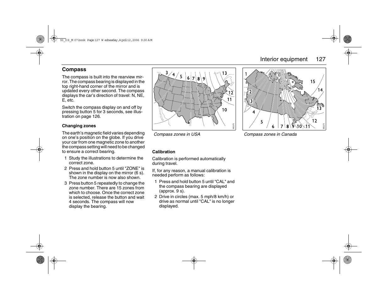 127 interior equipment | Saab 2007 9-3 User Manual | Page 127 / 304