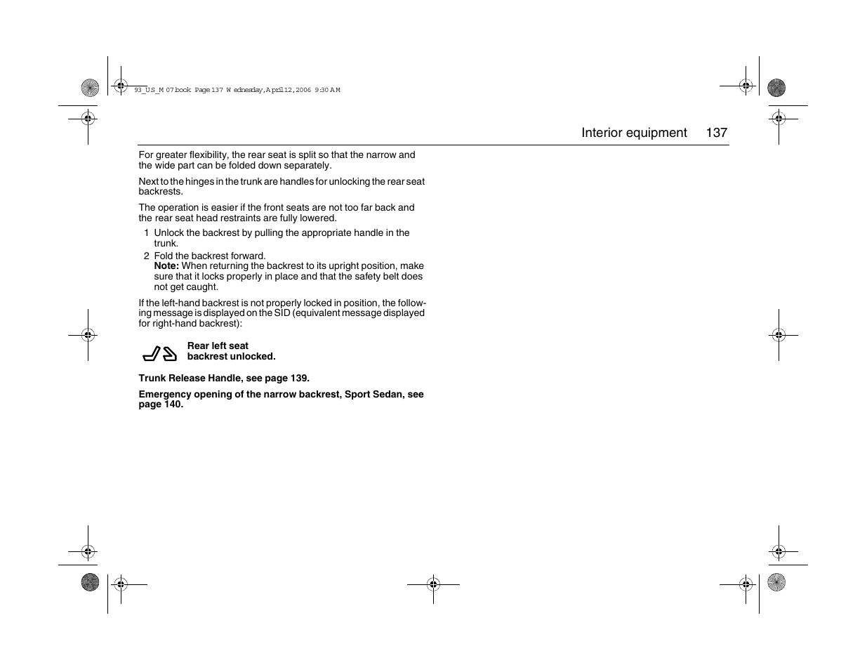 137 interior equipment | Saab 2007 9-3 User Manual | Page 137 / 304