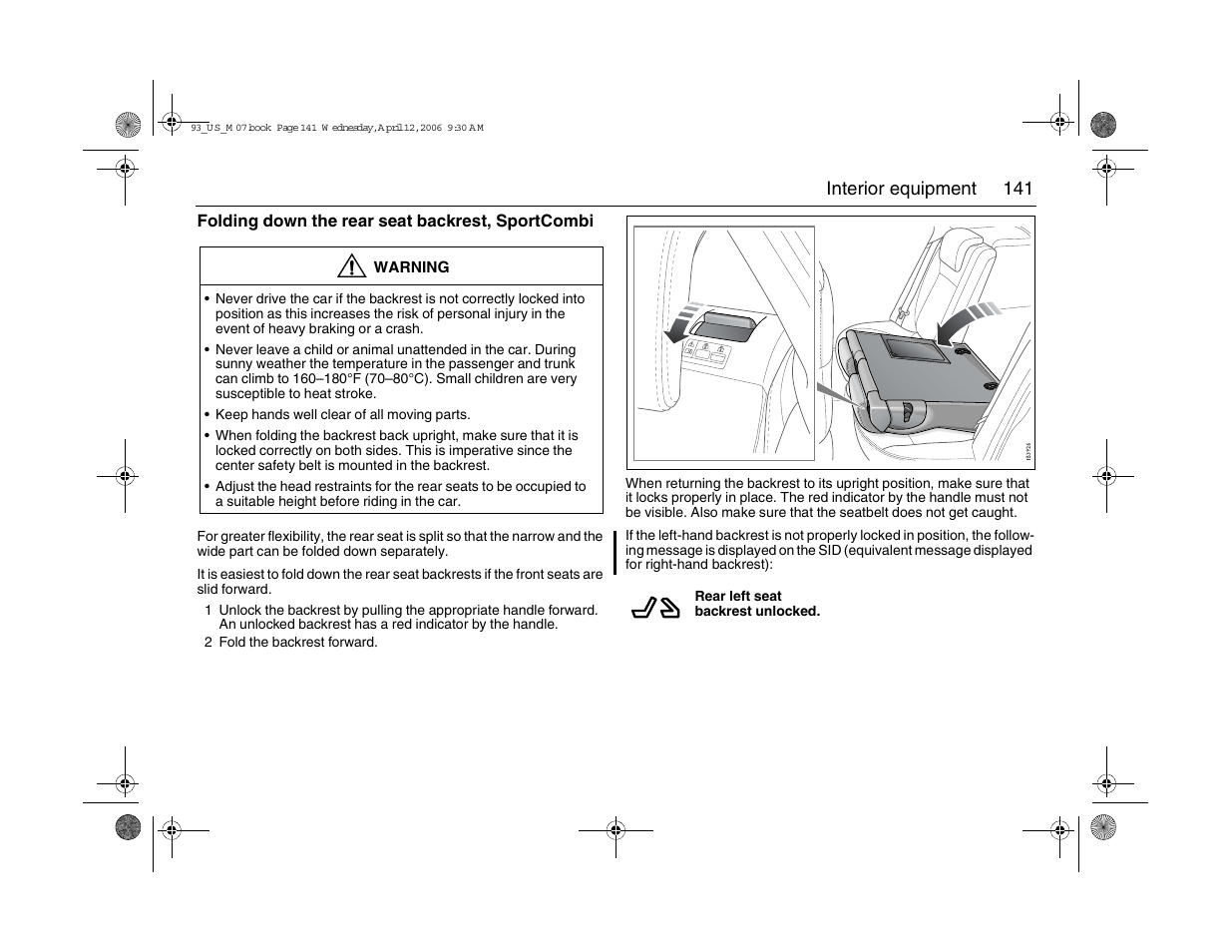 141 interior equipment | Saab 2007 9-3 User Manual | Page 141 / 304