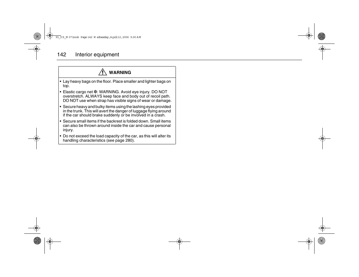 142 interior equipment | Saab 2007 9-3 User Manual | Page 142 / 304