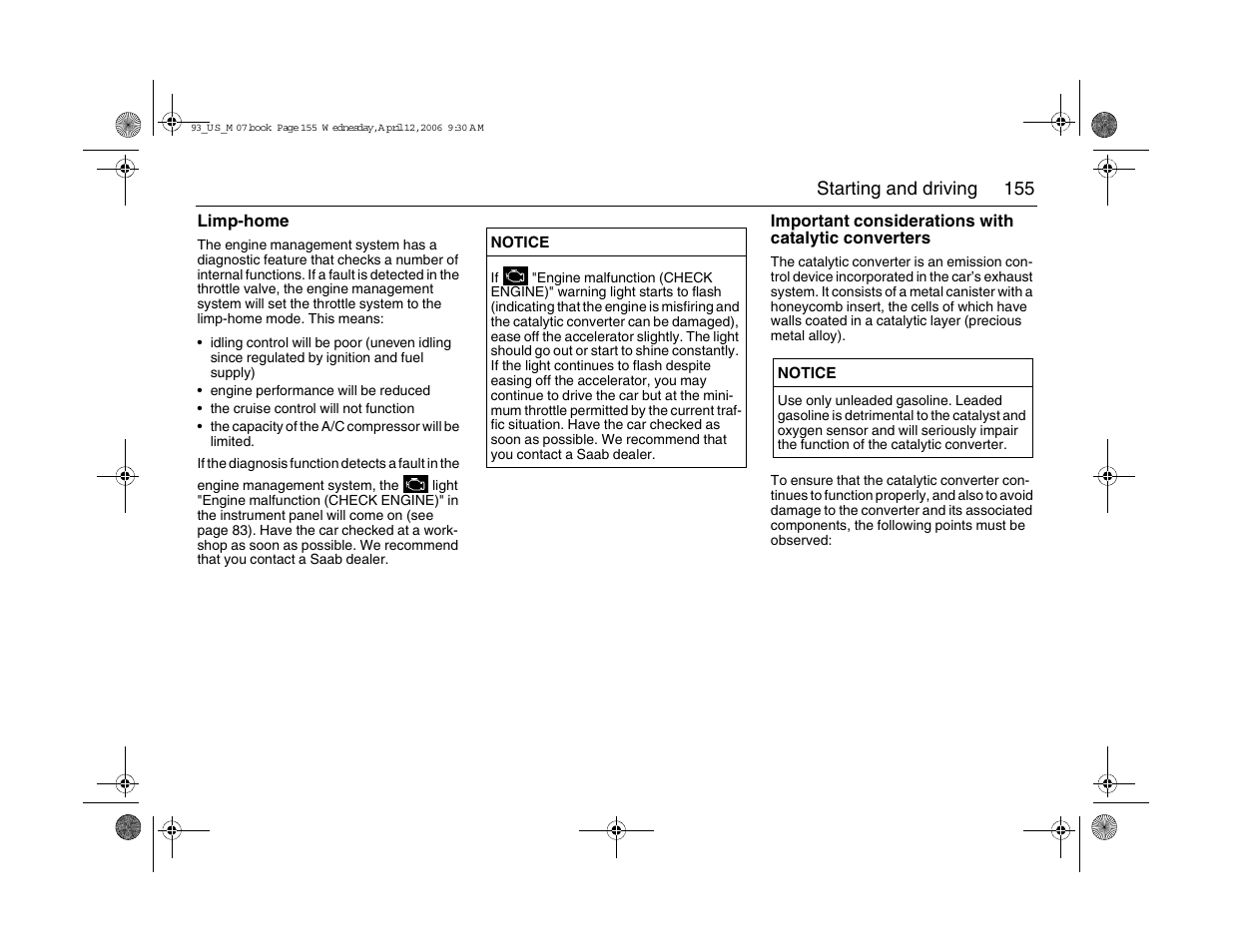 Saab 2007 9-3 User Manual | Page 155 / 304