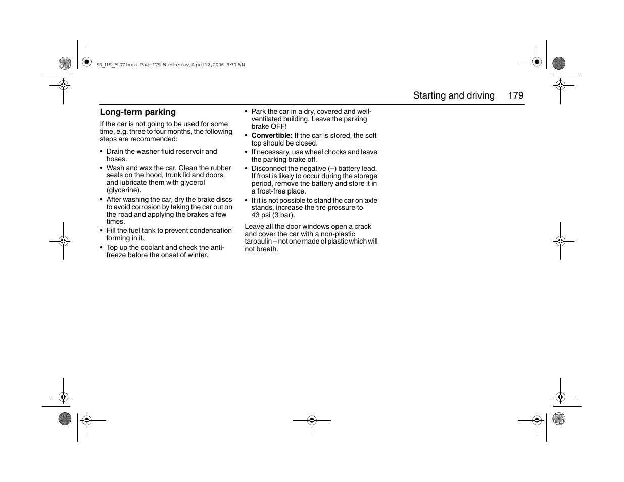 179 starting and driving | Saab 2007 9-3 User Manual | Page 179 / 304