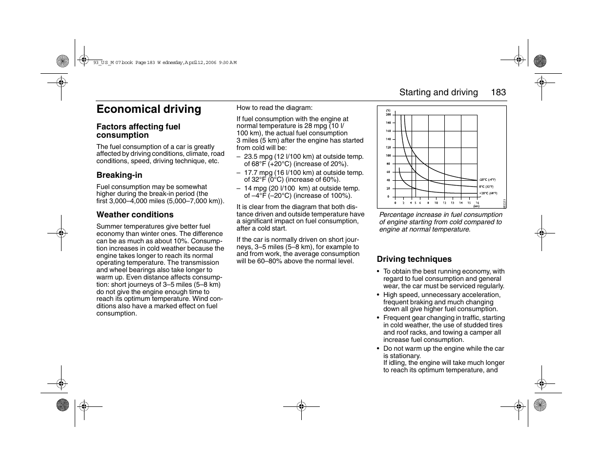 Economical driving | Saab 2007 9-3 User Manual | Page 183 / 304