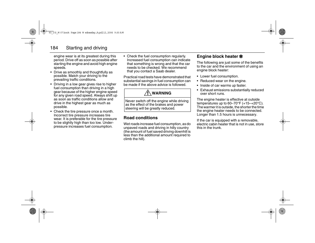 Saab 2007 9-3 User Manual | Page 184 / 304