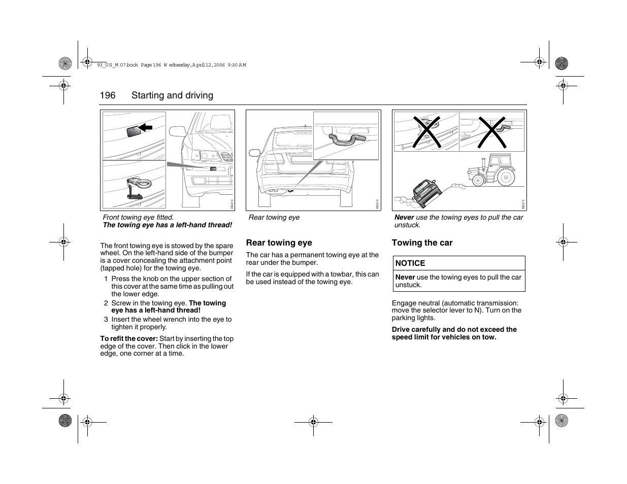 Saab 2007 9-3 User Manual | Page 196 / 304