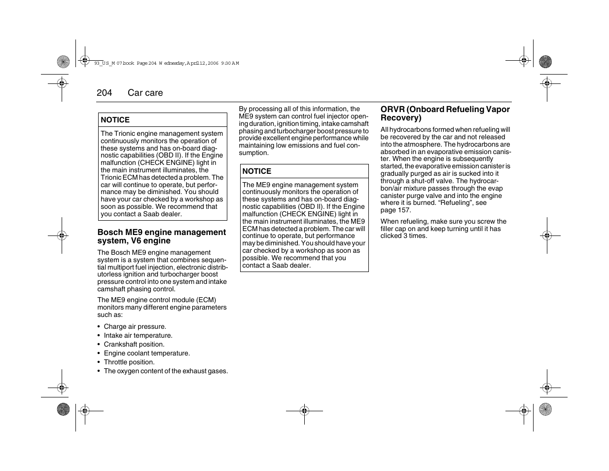 Saab 2007 9-3 User Manual | Page 204 / 304