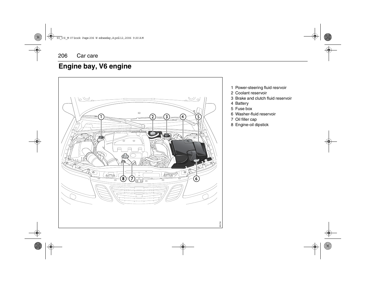 Engine bay, v6 engine | Saab 2007 9-3 User Manual | Page 206 / 304