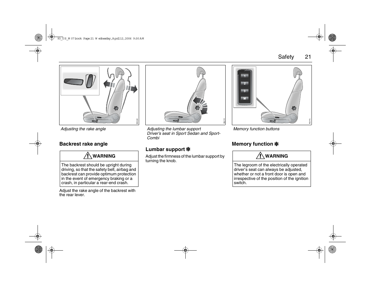 Saab 2007 9-3 User Manual | Page 21 / 304