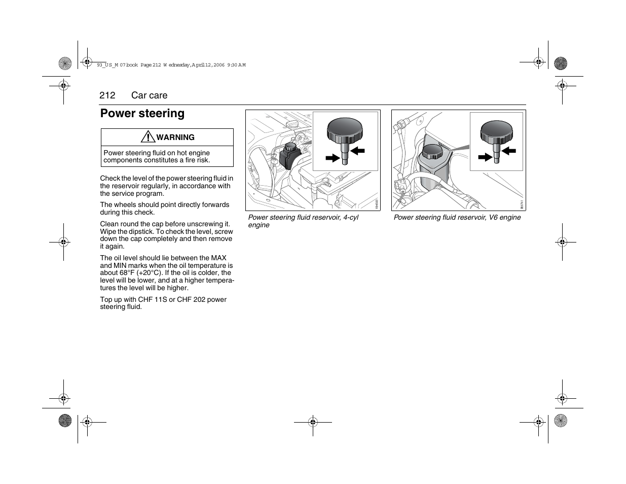 Power steering | Saab 2007 9-3 User Manual | Page 212 / 304
