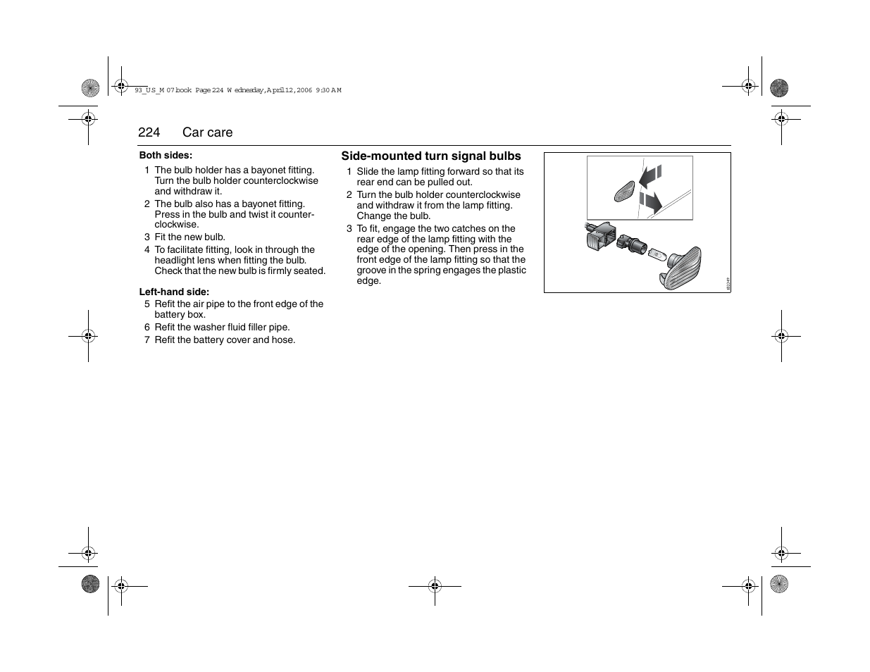 224 car care | Saab 2007 9-3 User Manual | Page 224 / 304