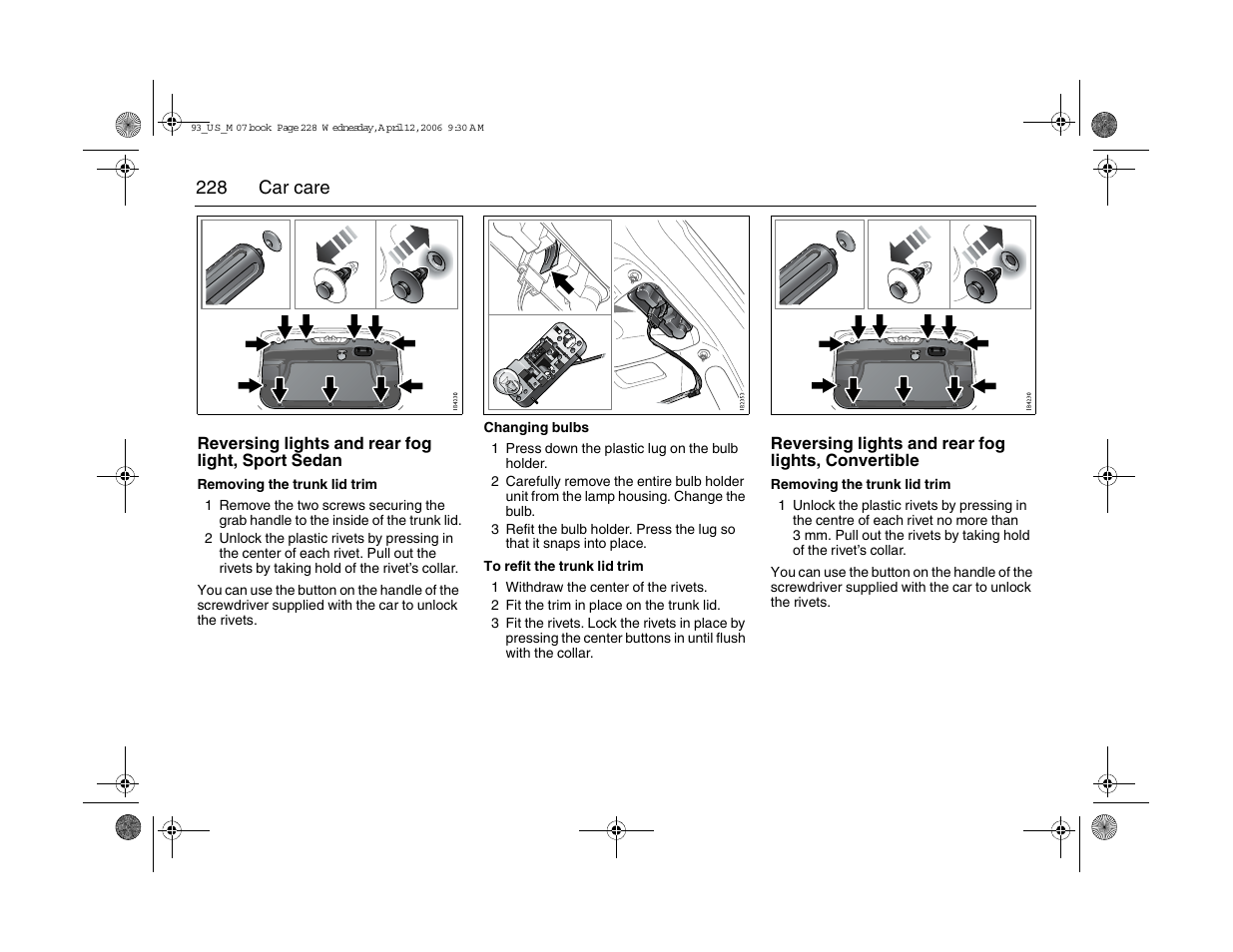 228 car care | Saab 2007 9-3 User Manual | Page 228 / 304