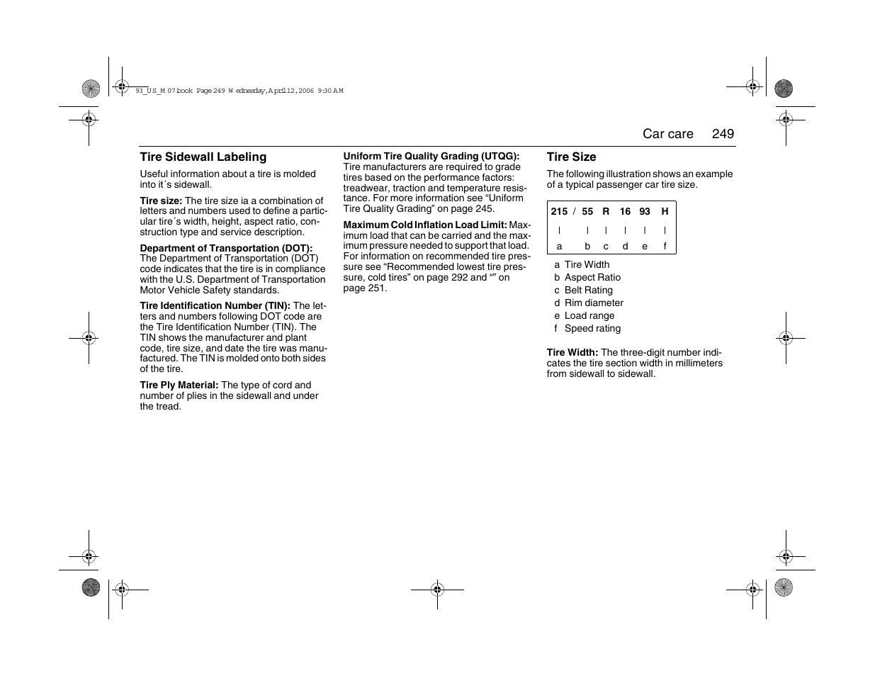 249 car care | Saab 2007 9-3 User Manual | Page 249 / 304