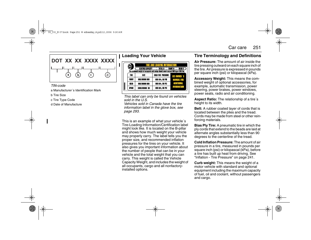 251 car care | Saab 2007 9-3 User Manual | Page 251 / 304