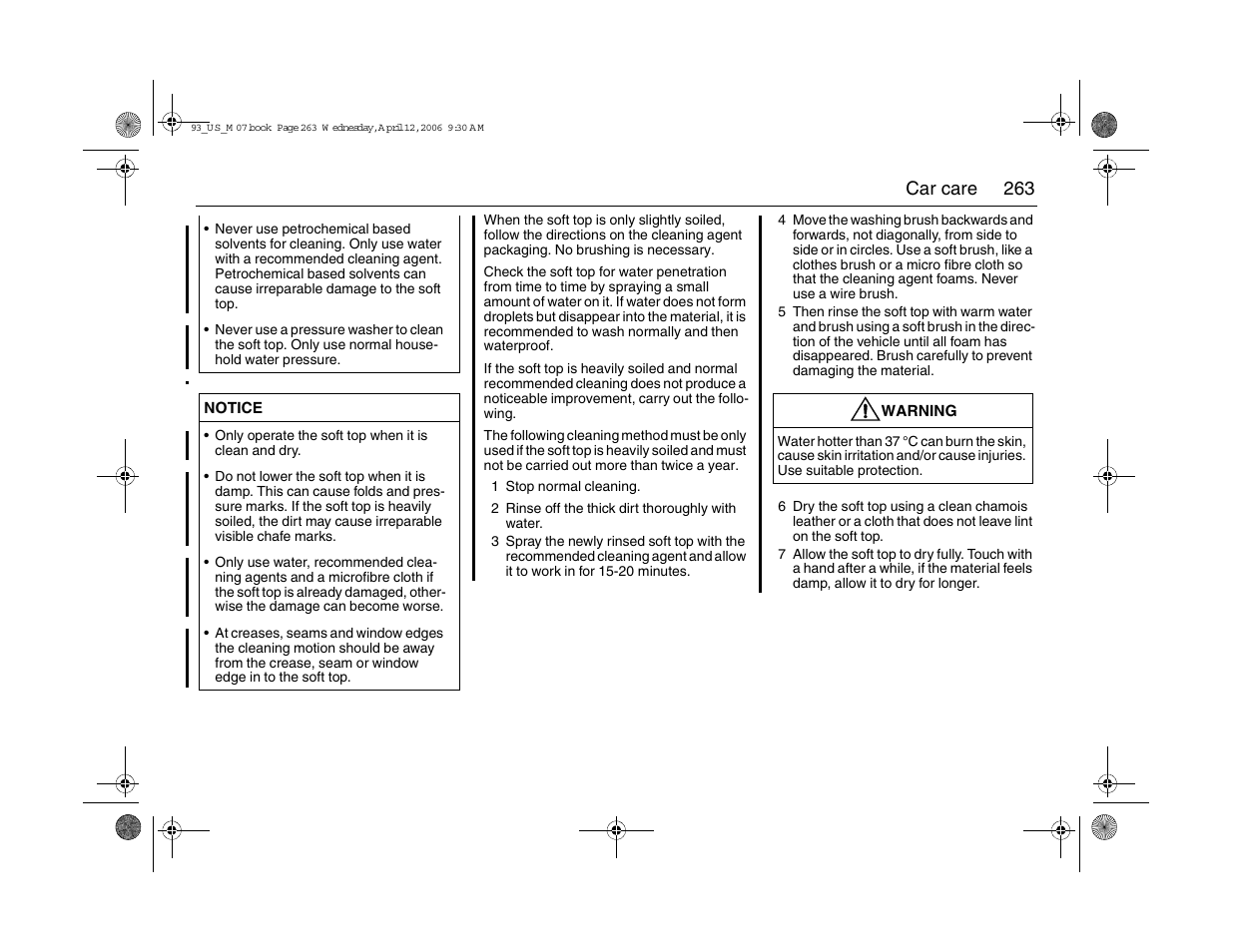 263 car care | Saab 2007 9-3 User Manual | Page 263 / 304