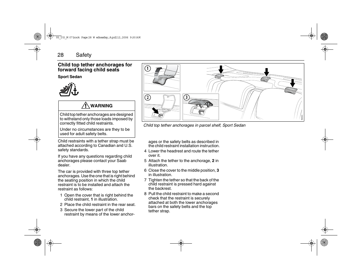 28 safety | Saab 2007 9-3 User Manual | Page 28 / 304
