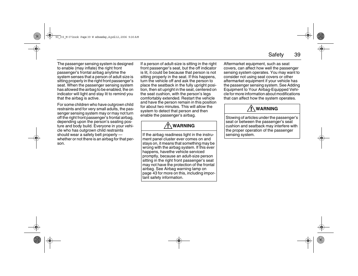 Saab 2007 9-3 User Manual | Page 39 / 304