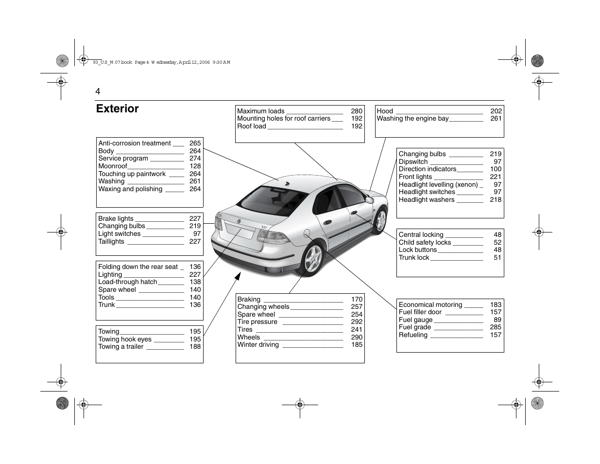 Exterior | Saab 2007 9-3 User Manual | Page 4 / 304