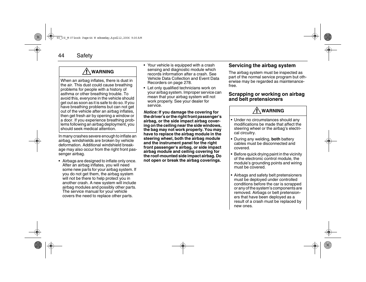 Saab 2007 9-3 User Manual | Page 44 / 304