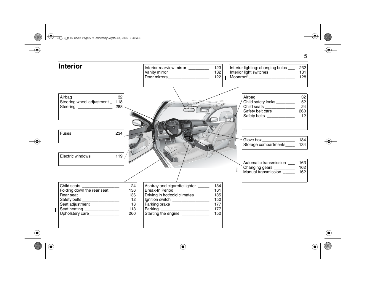 Interior | Saab 2007 9-3 User Manual | Page 5 / 304