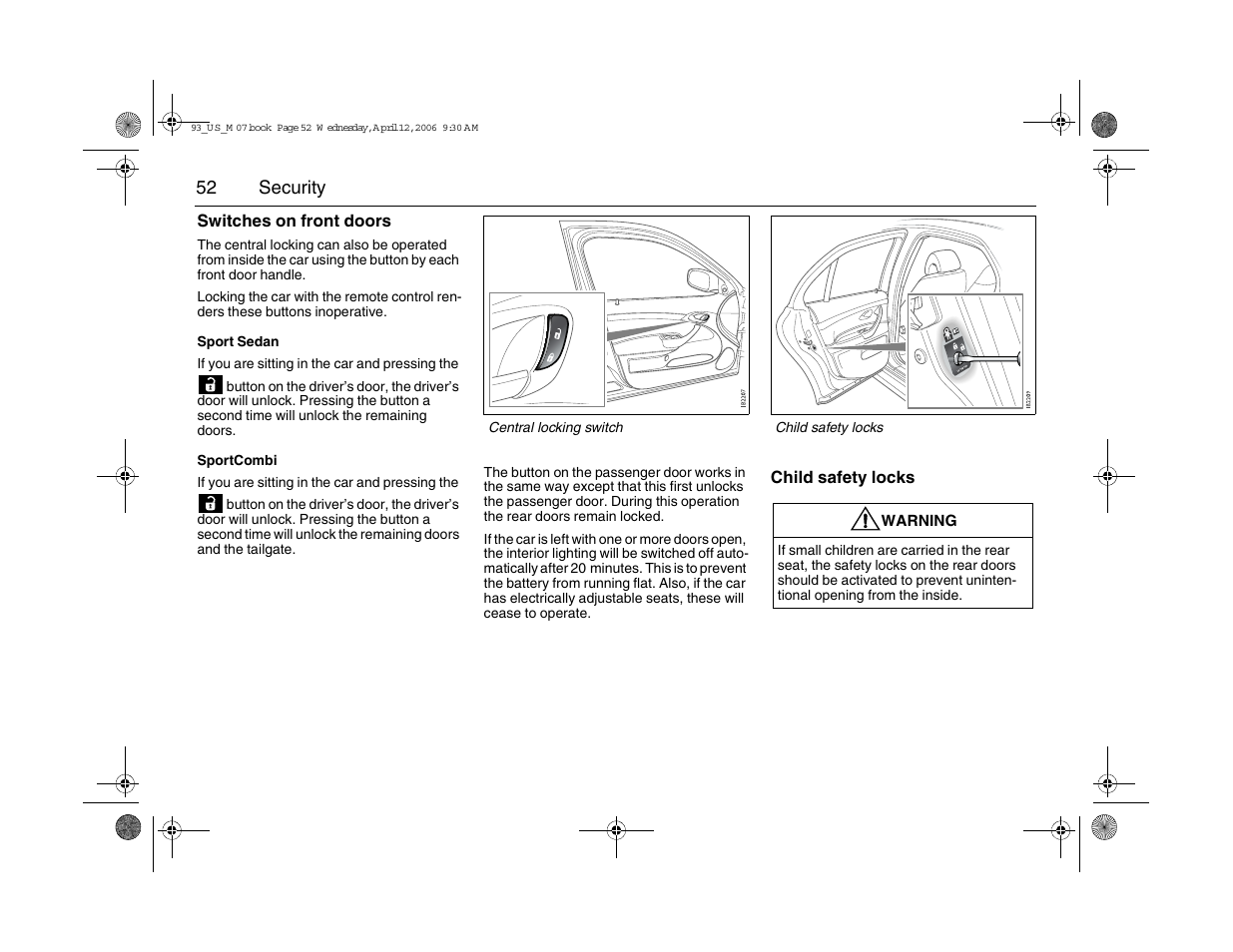 Saab 2007 9-3 User Manual | Page 52 / 304