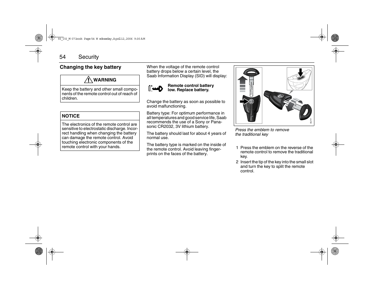 Saab 2007 9-3 User Manual | Page 54 / 304