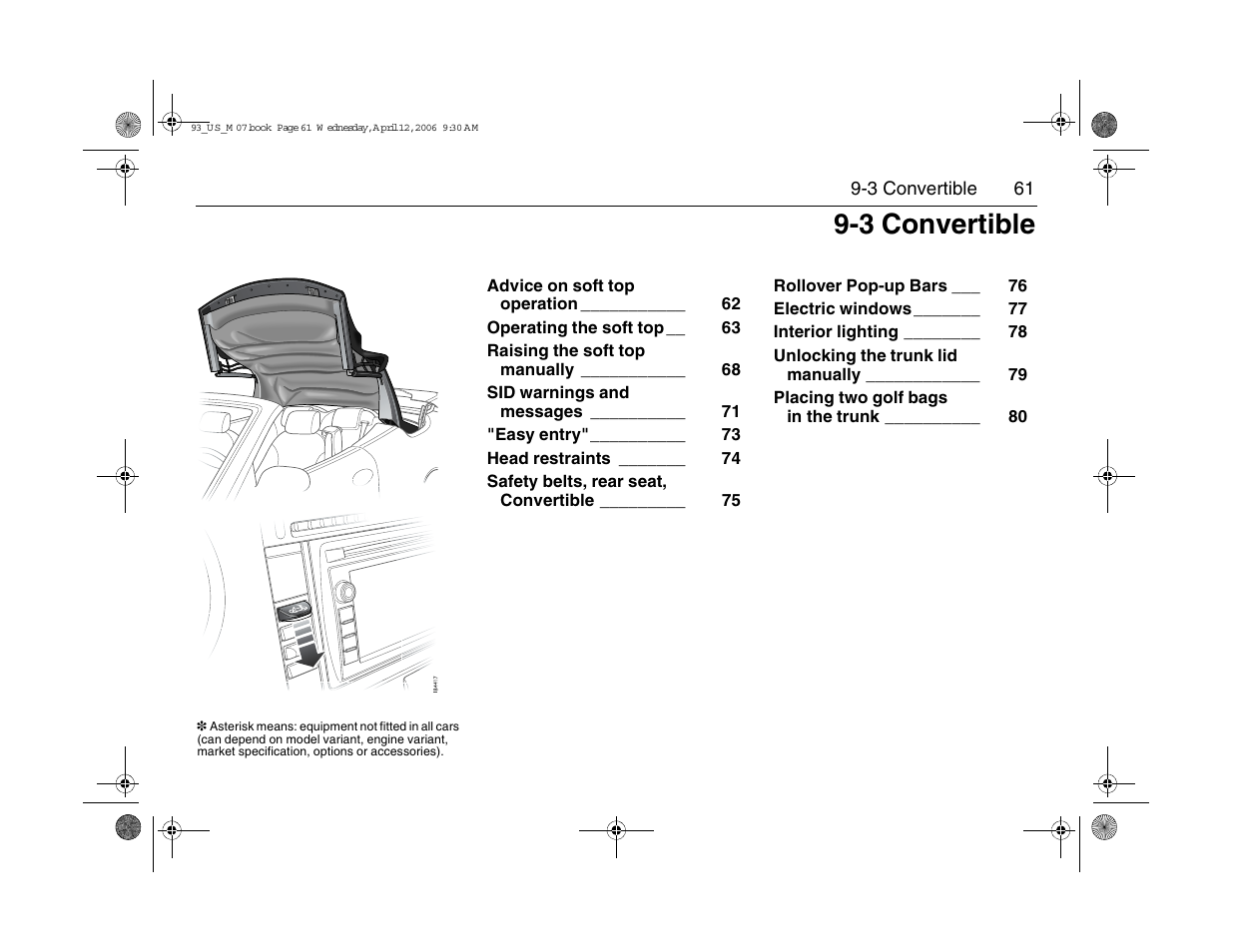 3 convertible | Saab 2007 9-3 User Manual | Page 61 / 304