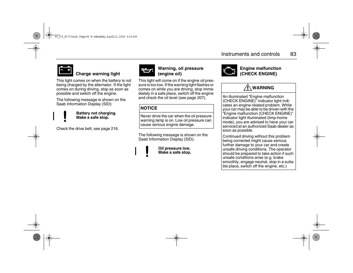 Saab 2007 9-3 User Manual | Page 83 / 304
