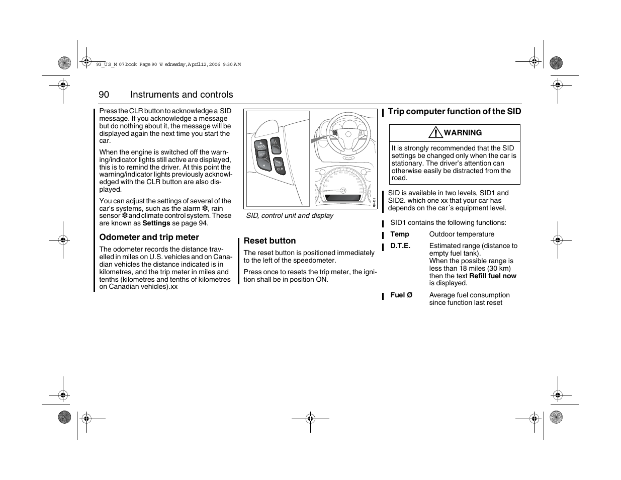 Saab 2007 9-3 User Manual | Page 90 / 304