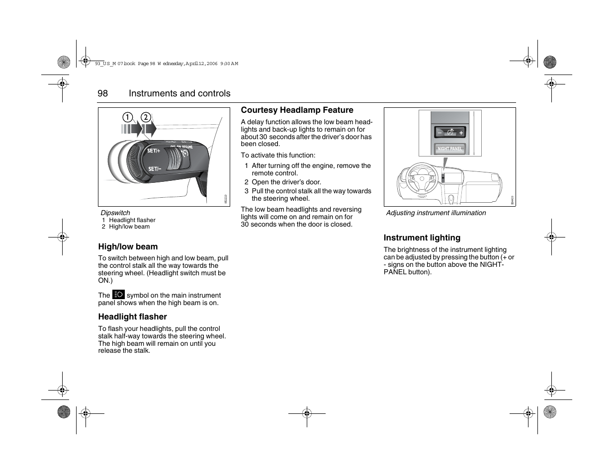 Saab 2007 9-3 User Manual | Page 98 / 304