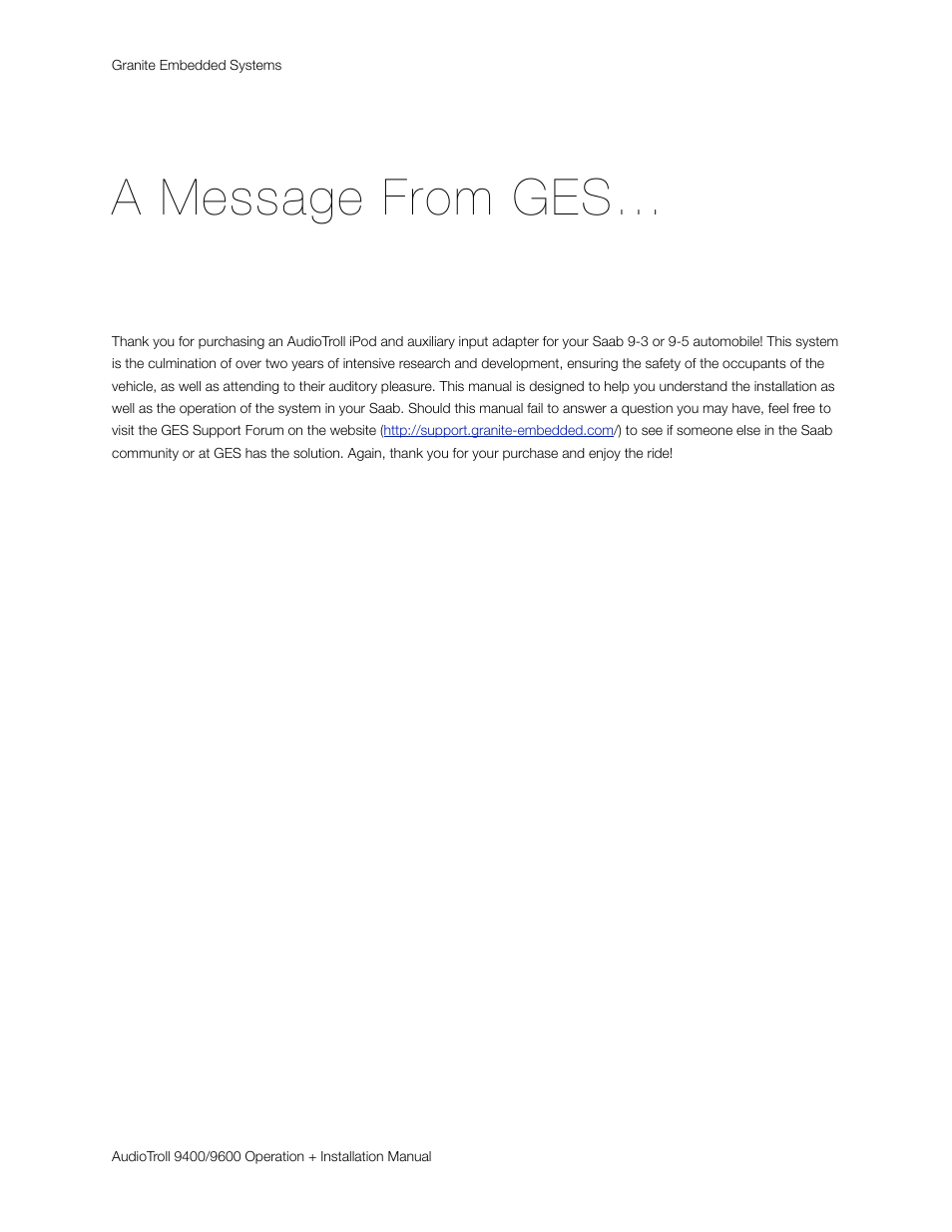 A message from ges | Saab 9600 User Manual | Page 4 / 13