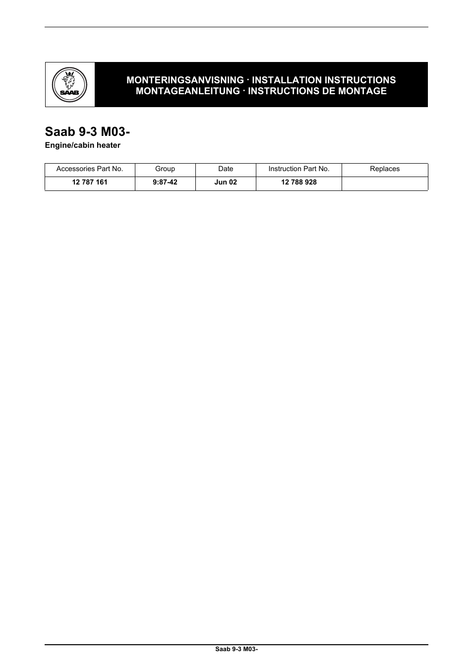 Saab 9-3 M03- User Manual | 16 pages