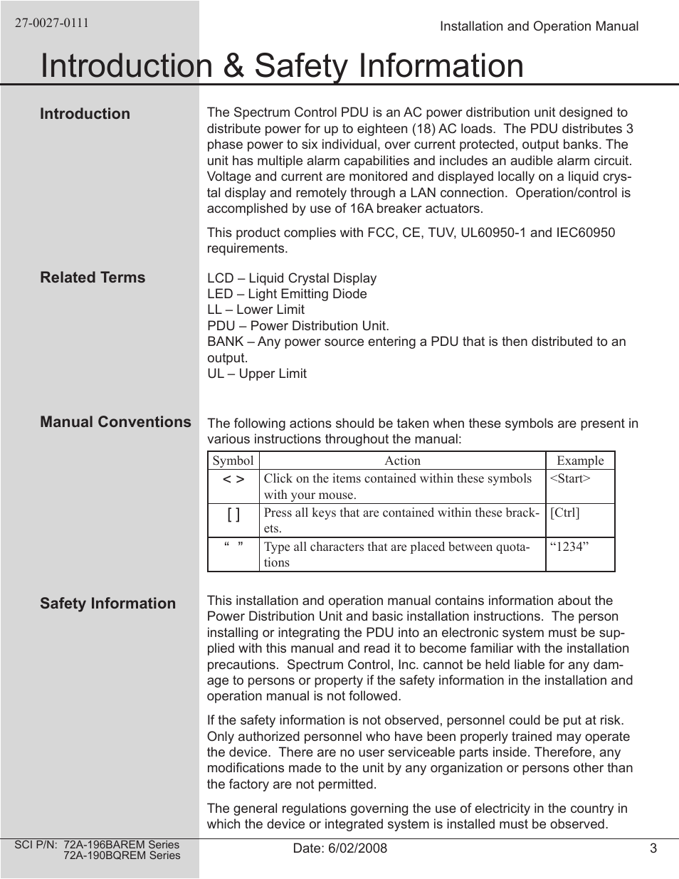 Introduction & safety information | Spectrum Brands 72A-196BAREM Series User Manual | Page 3 / 26
