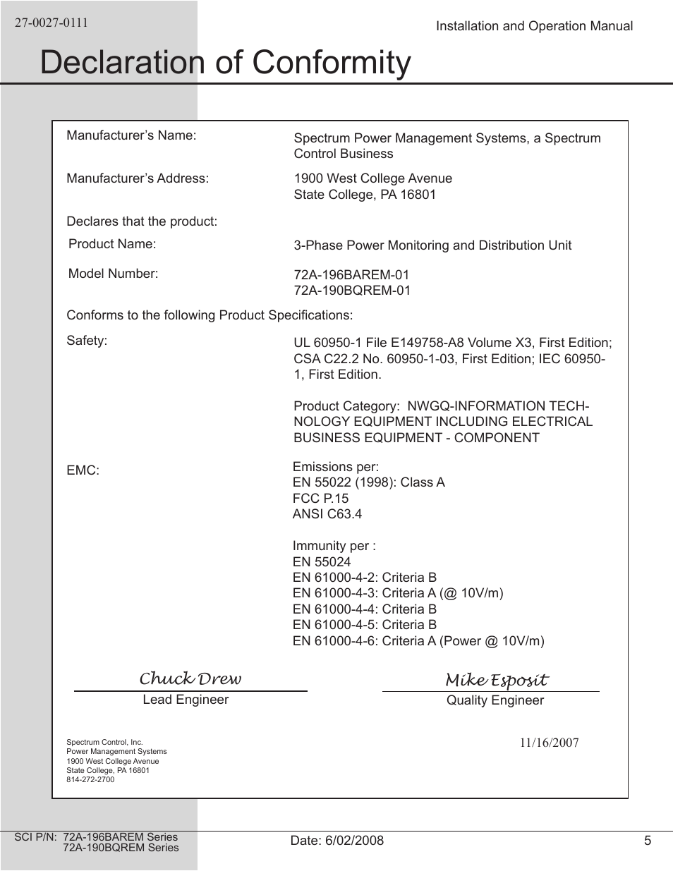 Declaration of conformity | Spectrum Brands 72A-196BAREM Series User Manual | Page 5 / 26