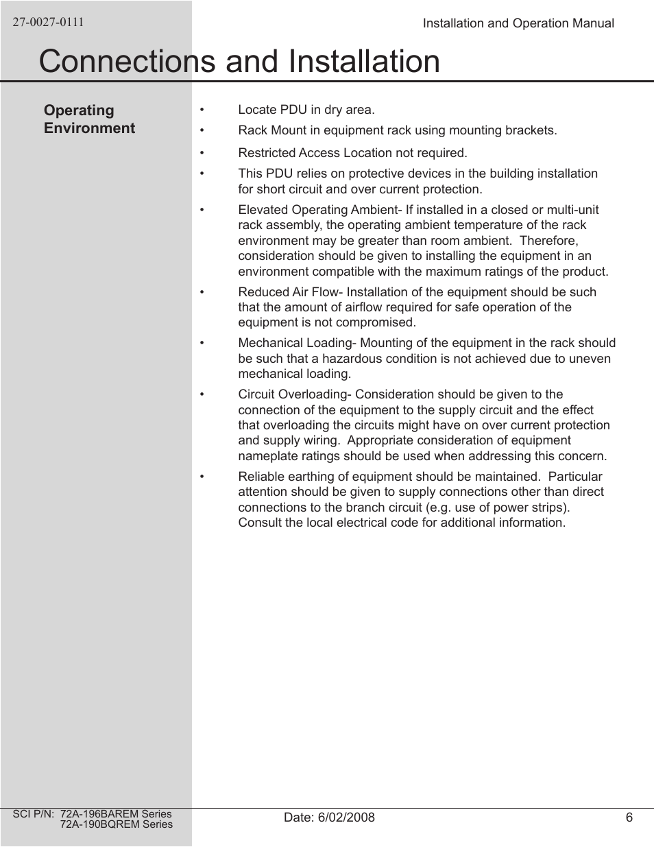 Connections and installation | Spectrum Brands 72A-196BAREM Series User Manual | Page 6 / 26