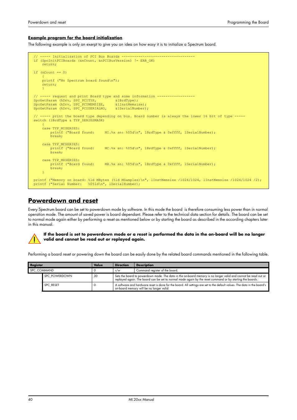 Powerdown and reset | Spectrum Brands MI.20xx User Manual | Page 40 / 96